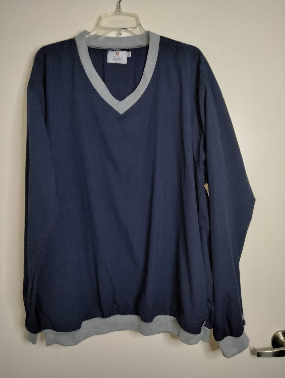 Tyndale (Size 2XL) Men's Navy V-Neck Flame Resistant Slip Pockets LS Pullover